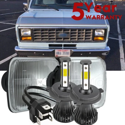 一对 5x7 英寸 7x6 英寸 LED 车头灯套件 适用于福特 E-150 E-250 Econoline Van Club Wagon — 第 1/4 张图片