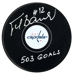 Peter Bondra Autographed Washington Capitals 503 Goals Inscribed Puck (Small Log - Picture 1 of 1
