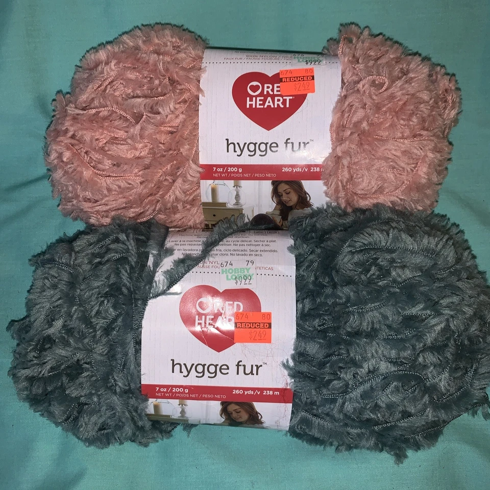 Full Red Heart Hygge Fur Yarn Dusty Pink 7 Oz. 260 Yds. Each