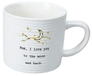 Mom I Love You to The Moon and Back 10 oz White & Gold Ribbed Coffee Cup Mug - Picture 1 of 8