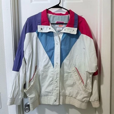 Izzi 80s Colorblock Windbreaker Jacket Unisex Size L Multicolor Retro - Image 1 of 4