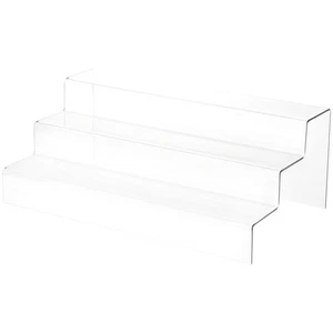 Plymor Clear Acrylic 3-Step Solid Back Display Stairs, 6" H x 16" W x 9.5" D - Picture 1 of 1