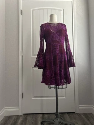 Vestido Donna Morgan Russo Encaje Talla 2 Púrpura Fucsia D5674M Anthropologie Foto 1 de 4