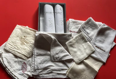 Vintage Lot 14 Mens Hankies Initials S R H K M Handkerchief - Image 1 of 4