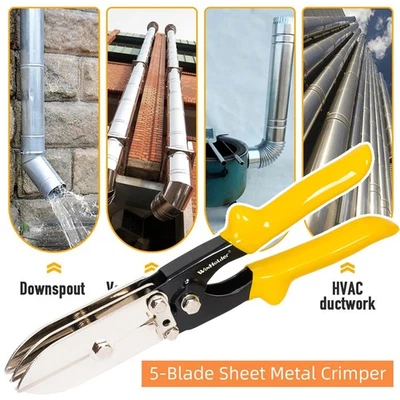 5-Blade Sheet Metal Crimper HVAC Hand Tool – Crimp 24-28 Gauge Stainless Steel - Image 1 of 4