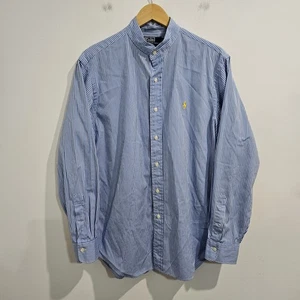 Camisa Polo Ralph Lauren Para Hombres Azul Rayas Abotonada Cuello Mandarín Grande Regente - Imagen 1 de 11