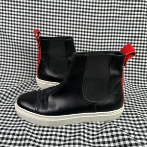 M. Gemi Black White Red Leather Ankle Boots Sneakers Womens Sz EU 38.5 / US 8 - Picture 1 of 7