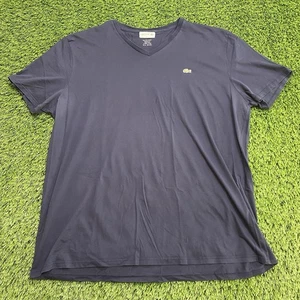 T-shirt Lacoste uomo blu navy 3XL regular fit scollo a V pima cotone casual coccodrillo - Foto 1 di 9