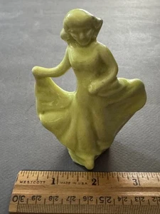 MONROVIA WALKER POTTERY LIME GREEN CHARTREUSE GLAZED DANCING WOMAN FIGURINE VTG - Picture 1 of 6