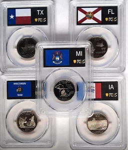2004-S  Clad Proof State Quarter Set ( 5 Coins) PCGS PR70 DCAM-State Flag - Picture 1 of 13