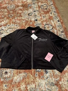 NWT Juicy Couture x Forever 21 Womens Black Velour Zip Up Jacket Plus 3X - Picture 1 of 9