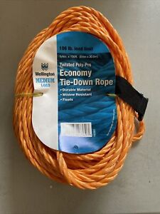 Wellington 1/4” X 100’ Tie down Rope Medium Load, 16360  Twisted Poly Pro