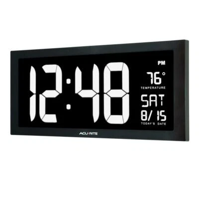 AcuRite LED Clock 18 in. Large Indoor Temperature White Display Wall-Mounting - Image 1 of 4