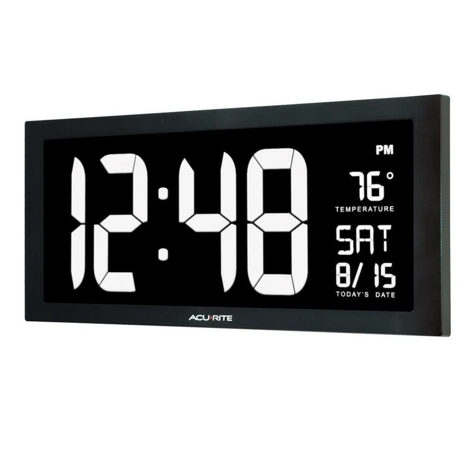 AcuRite LED Clock 18 in. Large Indoor Temperature White Display Wall-Mounting - Image 1 of 4
