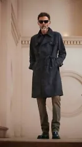 Trench coat rivestito collezione John Varvatos $1498 nuovo EU 52 USA 42 - Foto 1 di 15
