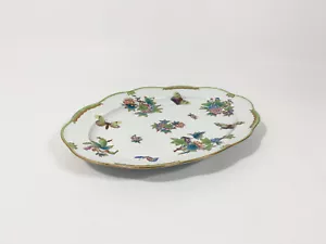 Herend Queen Victoria Green Boarder vassoio da portata ovale 36,5 cm - Foto 1 di 8