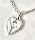 GUCCI Logo Heart Pendant Necklace 17" Silver 925 Auth D-x1131