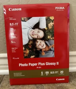 Papier fotograficzny Canon PP-201 Pixma plus błyszczący II 8,5" x 11" 20 arkuszy nowy zapieczętowany - Zdjęcie 1 z 2