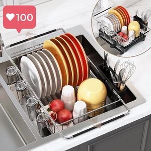 In-Sink Dish Drying Rack – Stainless Steel Dish Drainers with Drainboard - Picture 1 of 12