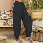 Plus Size Womens Cotton Linen Harem Pants Ladies Summer Baggy Hippie Trousers 18