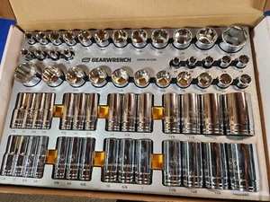 GEARWRENCH 60 Piece 1/2” Drive SAE Socket Set Foam Storage Tray GWMSSKT12SAE - Picture 1 of 6
