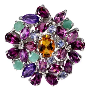 925 Anillo Plata de Ley Ovalado Citrino Amatista Esmeralda Piedra Joyería 8.5 - Imagen 1 de 13