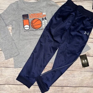 Under Armour Little Boys Basketball Long Sleeve Joggers Outfit Set NEW - Picture 1 of 1