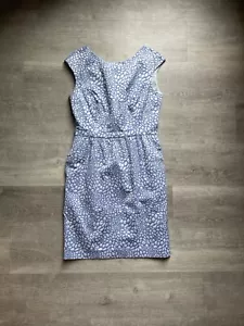 Cynthia Steffe Jasmine Jacquard Blue And White Dress Size 6 Cap Sleeves Retro - Picture 1 of 10