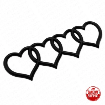 Audi Sport Car Trunk Lid Love Heart Rings Badge Logo Emblem Decor Matte Black - Image 1 of 4
