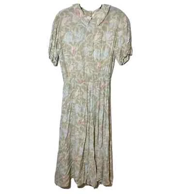 Vestido Vintage Liz Claiborne Manga Corta Plisado Línea A Talla 8 Floral Años 80 90 Foto 1 de 4