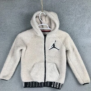Air Jordan Flight Jumpman 23 Boys Full Zip Long Sleeve Beige Sherpa Hoodie M 6 - Picture 1 of 9