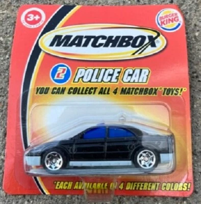 Matchbox Burger King 2004 juguete de comida feliz - coche de policía negro Foto 1 de 2