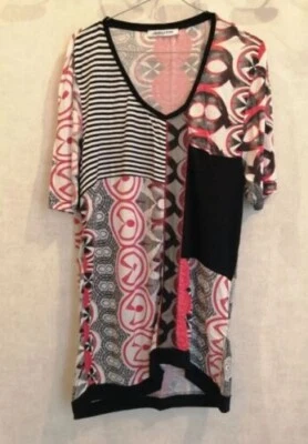 T-shirt long  noir et rouge viscose elasthanne T40 Christine Laure (2207071)  - Photo 1/4