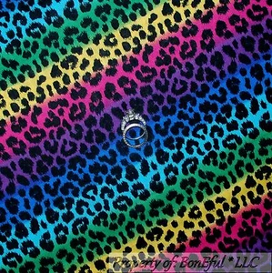 BonEful Fabric FQ Cotton Quilt Rainbow Black Red Pink Wild Leopard Cheetah Skin - Picture 1 of 12
