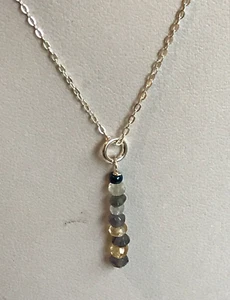 Threaded 2.5cm Mixed Gem Pendant on an 18" Sterling Silver Cable Chain - Picture 1 of 4