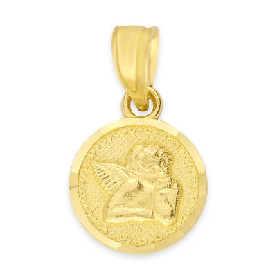 Solid Gold Angel Pendant in 10k or 14k, Saint Necklace for Women - Image 1 of 4