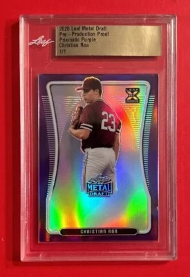 1/1 2020 Leaf Metal Draft Pre Production Proof Christian Roa Purple Graded RC - Image 1 of 2