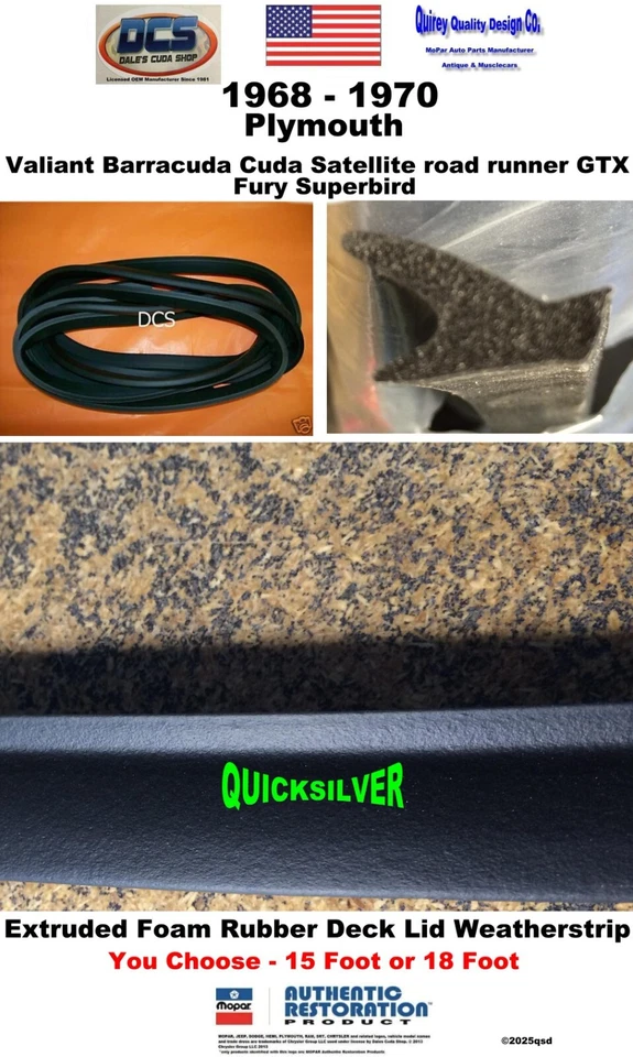 69 70 Plymouth 1968 maletero Weatherstrip - tú eliges Foto 1 de 1