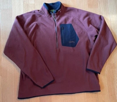 Cabela’s 1/2 Zip Pullover XL Brown Waffle Knit Fleece Lined - Image 1 of 4