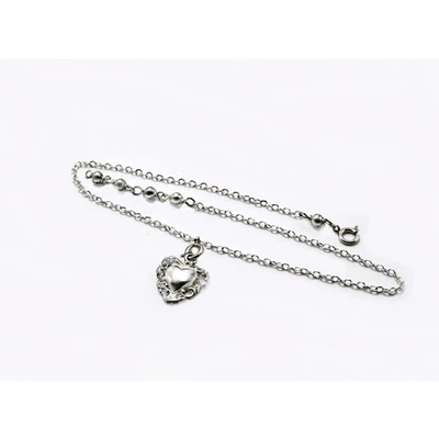 Unique Vintage small Anklet 925 Sterl Silver Love Heart charm 9" adjust 8 Anklet - Image 1 of 4