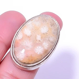 Fossil Coral-Australia Silver Plated Jewelry Ring s.7.5 A395, Christmas Gift - Picture 1 of 6