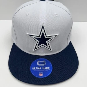DALLAS COWBOY Ultra Game Baseball Hat Flat Bill Adj Snapback NFL White Navy NWT - Picture 1 of 23