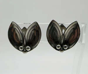 VTG A&K Aarre Krogh Denmark Sterling Floral Clip-On Earrings 8.4g #rr - Picture 1 of 7