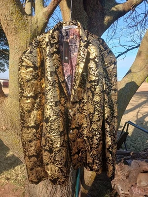 Chaqueta de traje Cloudstyle para hombre de cachemira negra y dorada con terciopelo talla 5xl Foto 1 de 4