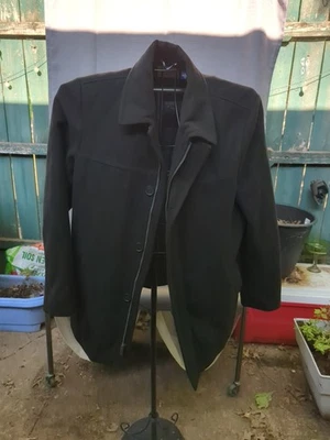 DOCKERS Weston Wool Blend Coat w/ Scarf Adult Large Black Topcoat Pea $180 - Image 1 of 4