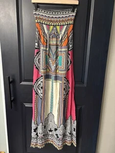 Flying Tomato Anthropologie trägerloses Maxikleid gesmoktes Oberteil Boho Beachy Medium - Bild 1 von 8