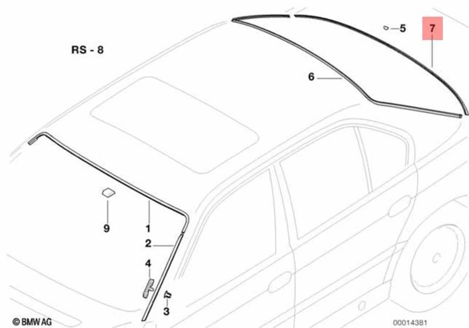 BMW OEM 95-01 750iL Ventana Trasera Vidrio-Moldura Inferior Redonda 51318162830 Foto 1 de 1