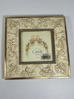 CARR Photo PictureFrame Ceramic Grape Leaves and Vine  4x4 Tuscan Embossed VTG - Image 1 of 4