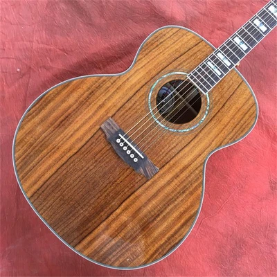 Custom Full KOA 6 String Acoustic Guitar Rosewood Fretboard Inlay Abalone Shell - Image 1 of 4