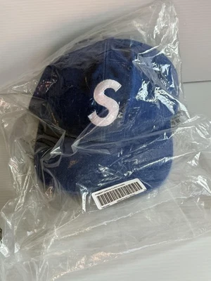 Supreme шляпа крышка ремень назад 6 панели мужской один размер Royal синий S логотип холст - Изображение 1 из 4